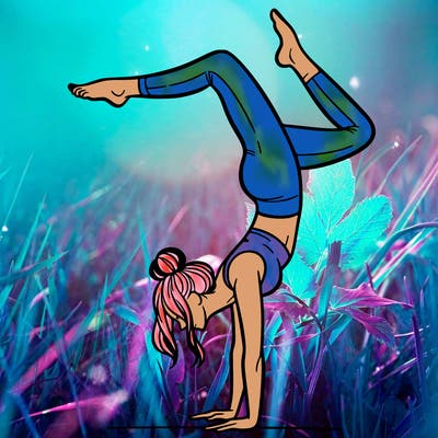 a woman doing a handstand