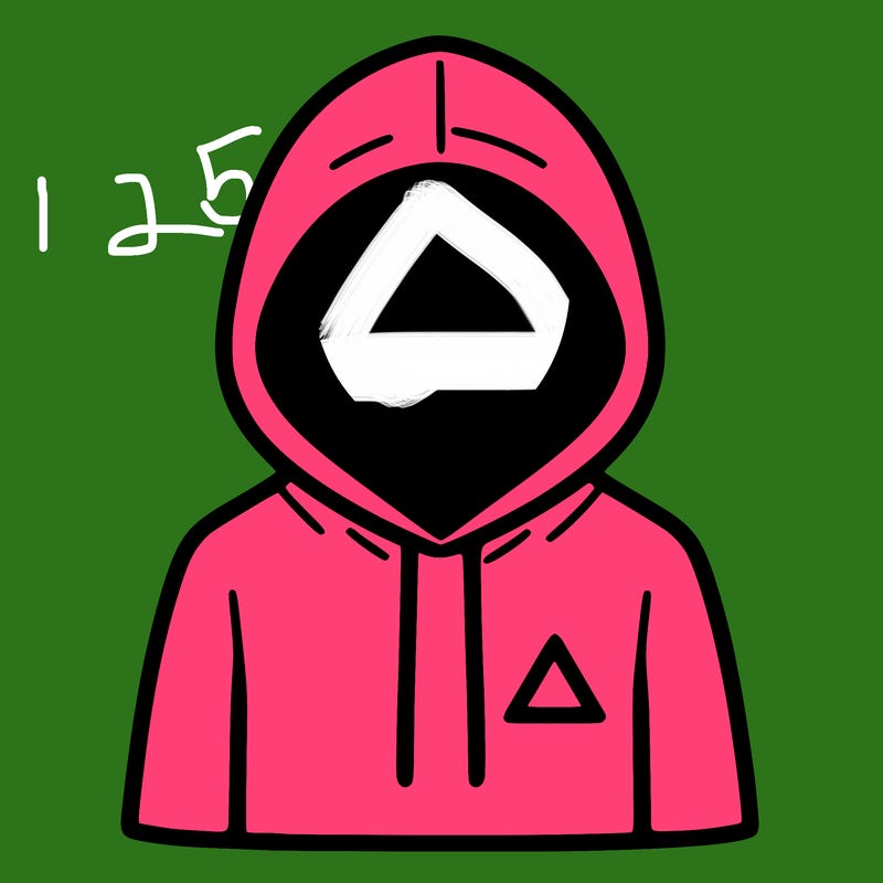 a person with non face waering a hoodie with a small triangle symbol