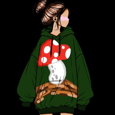 realistic girl with a oversized sweatshirt on and a bun