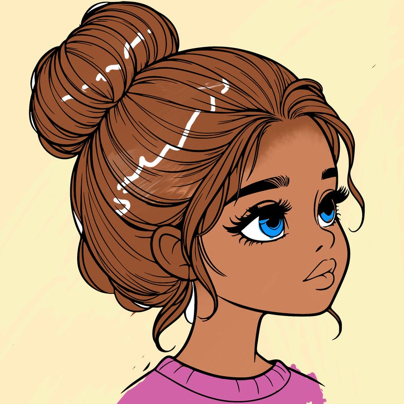 realistic girl with bun