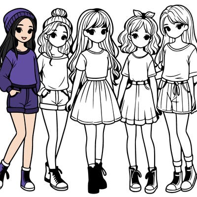 a group of five girls