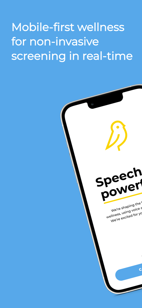 Canary Speech - Canary Speech app displaying real-time wellness screening on a smartphone