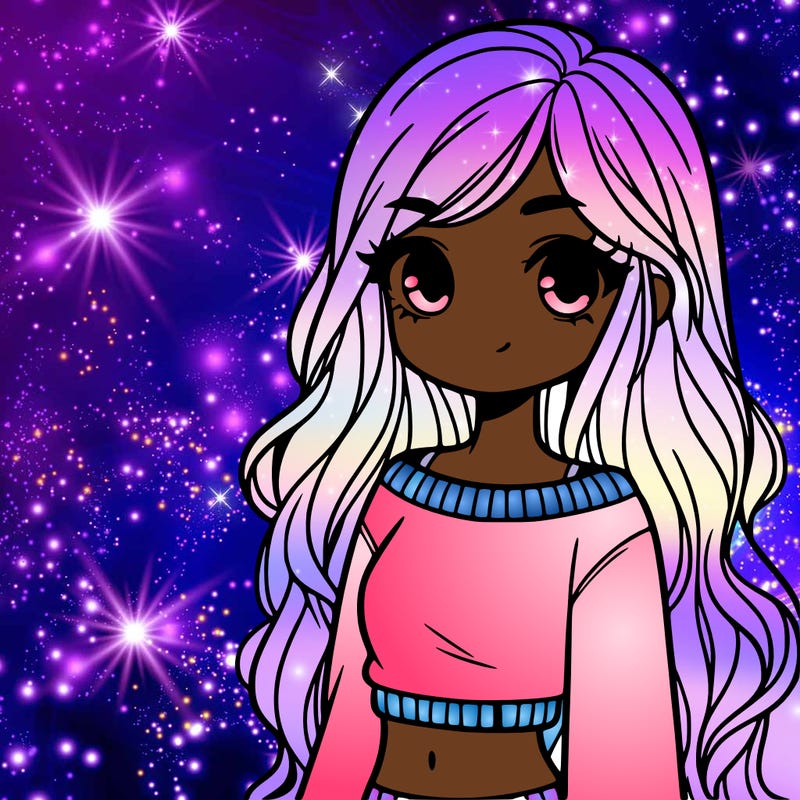 girl with long hair and a crop top with a sweater