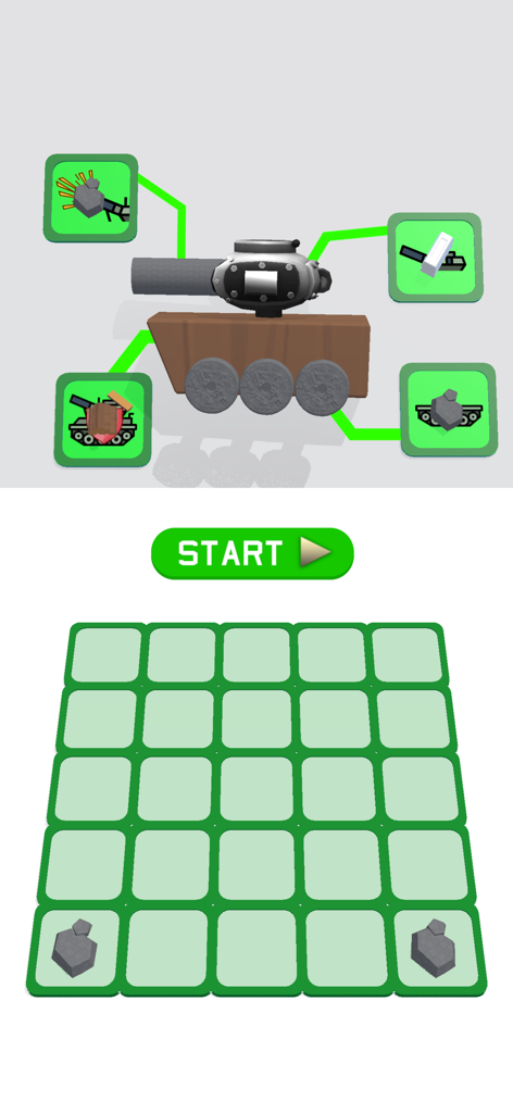 Tank customization menu and material merge grid in Ultimate Tank Merge Royal