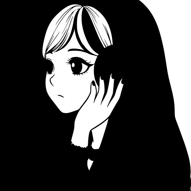 realistic girl listening to music