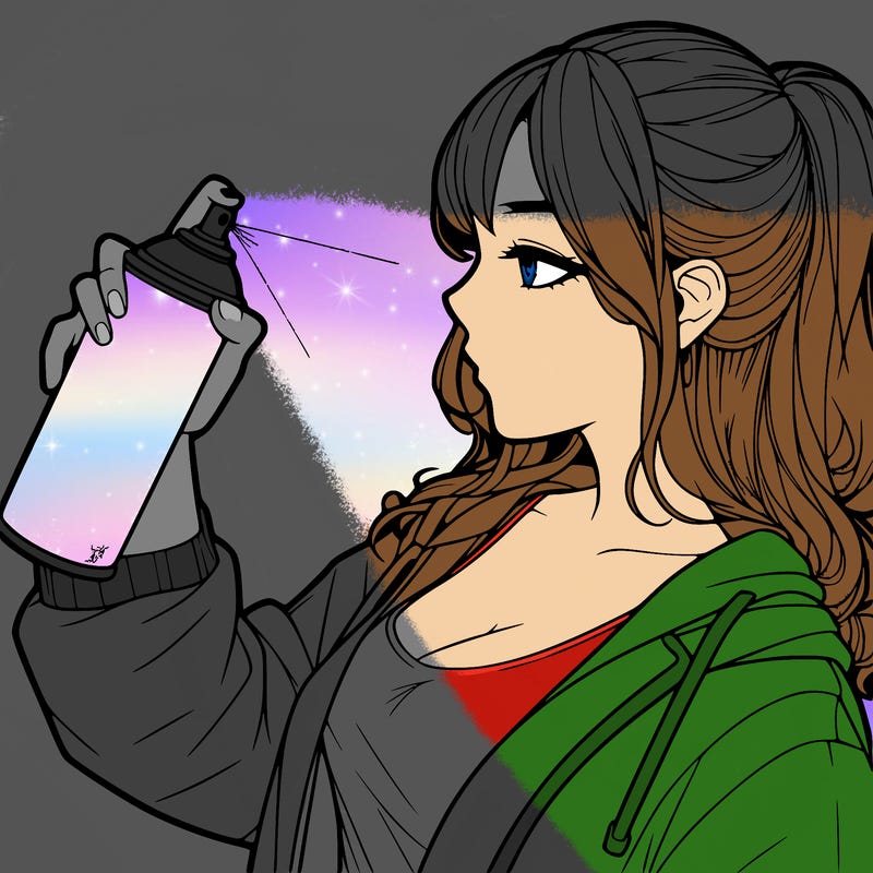 a realistic girl spray, painting