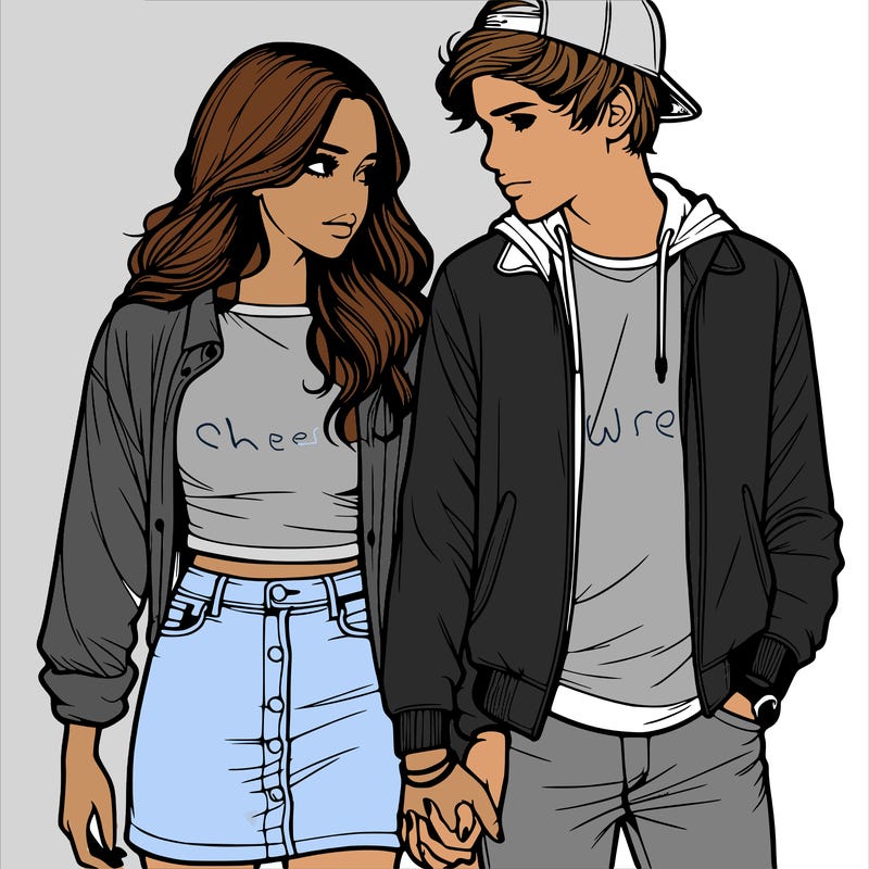 realistic teen couple holing hands
