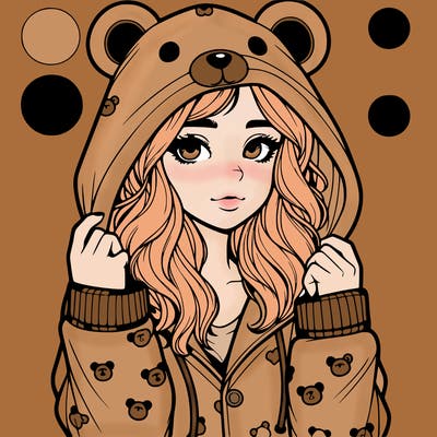realistic girl in a animal pjs hoodie