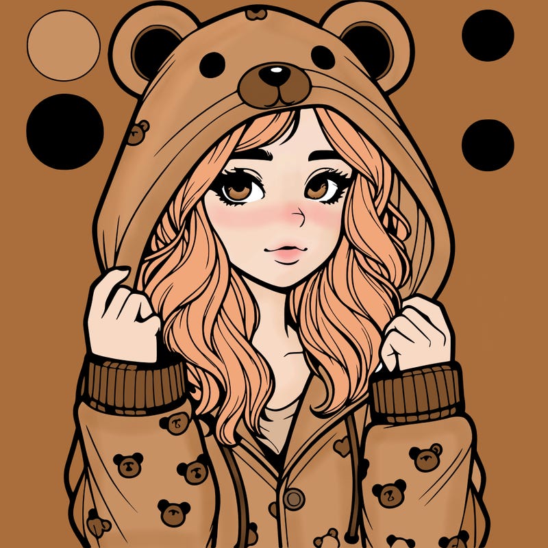 realistic girl in a animal pjs hoodie