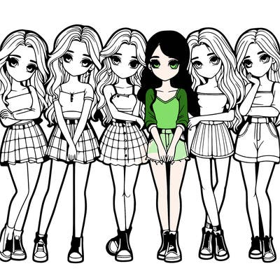 a group of girls realistic