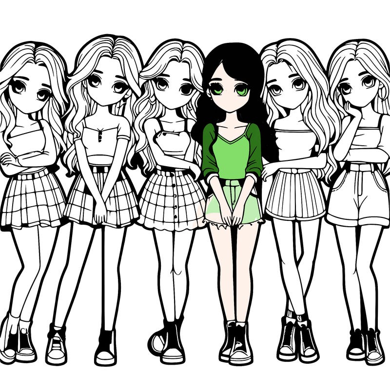 a group of girls realistic