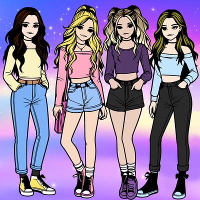realistic four teenage girls