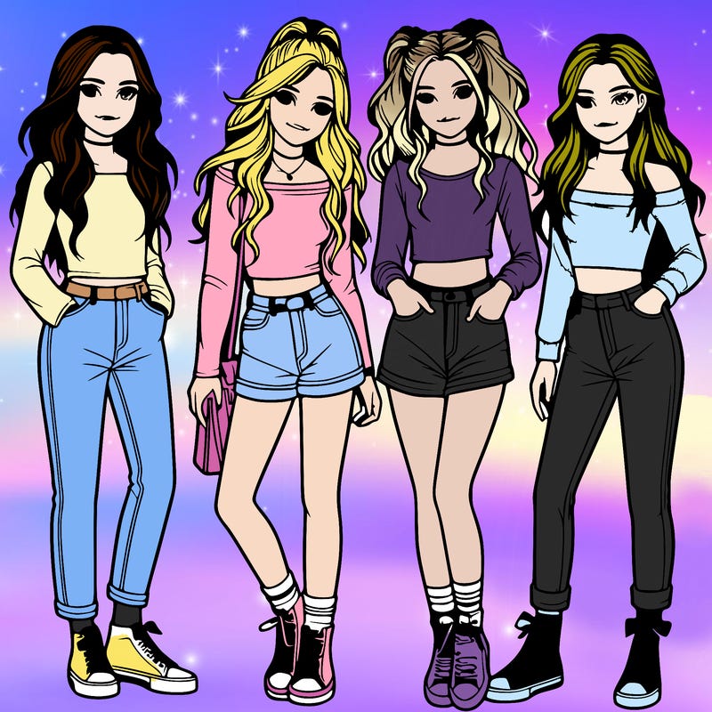 realistic four teenage girls