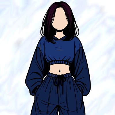realistic girl faceless with baggy pants and a crop top