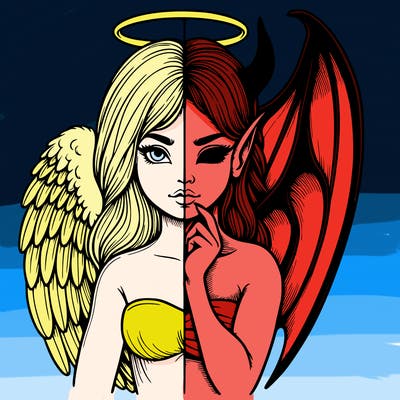 realistic angel half demon