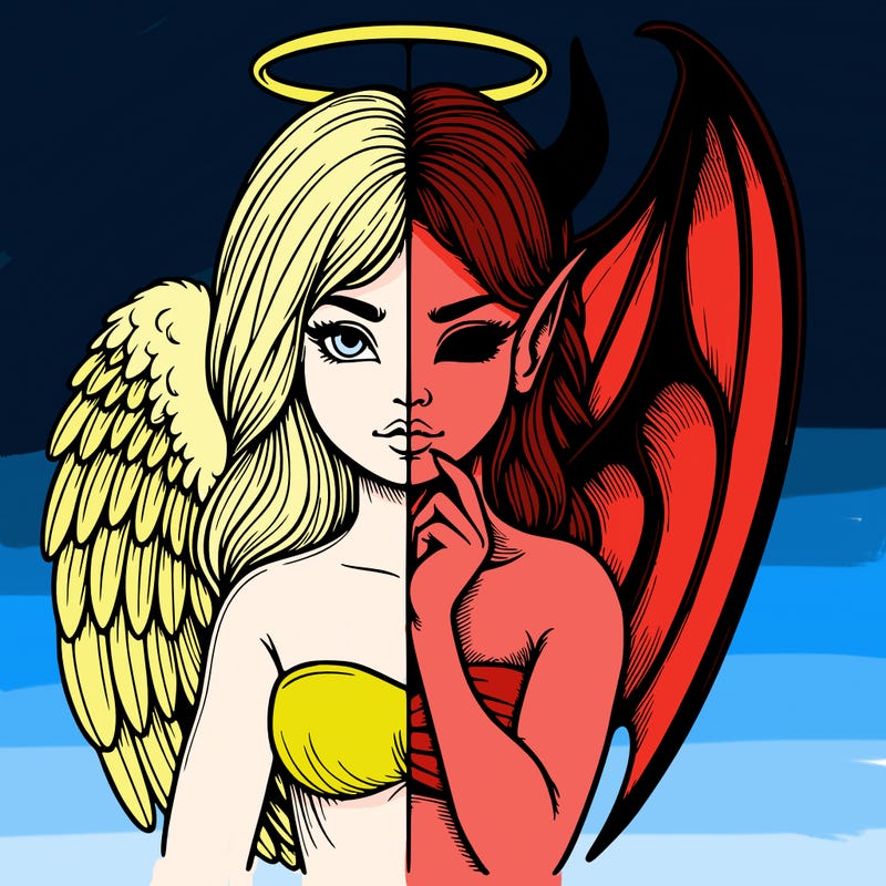 realistic angel half demon