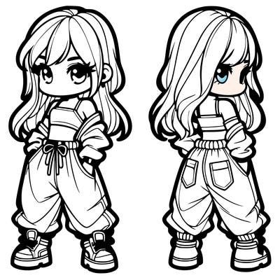 girl in crop top and baggy pants