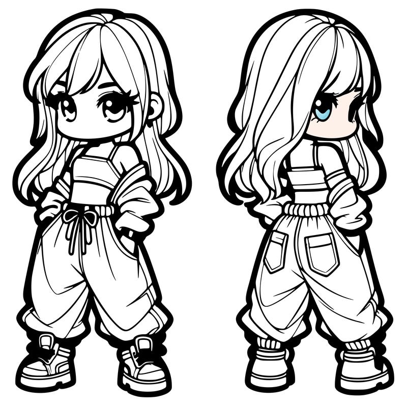 girl in crop top and baggy pants