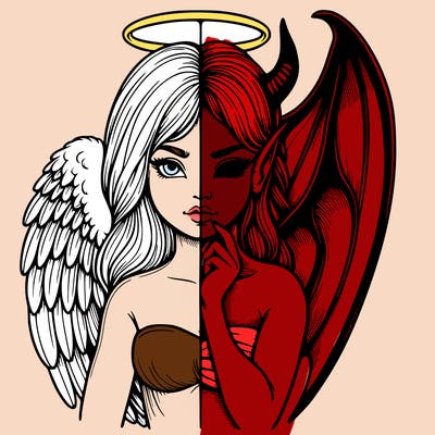 realistic angel half demon