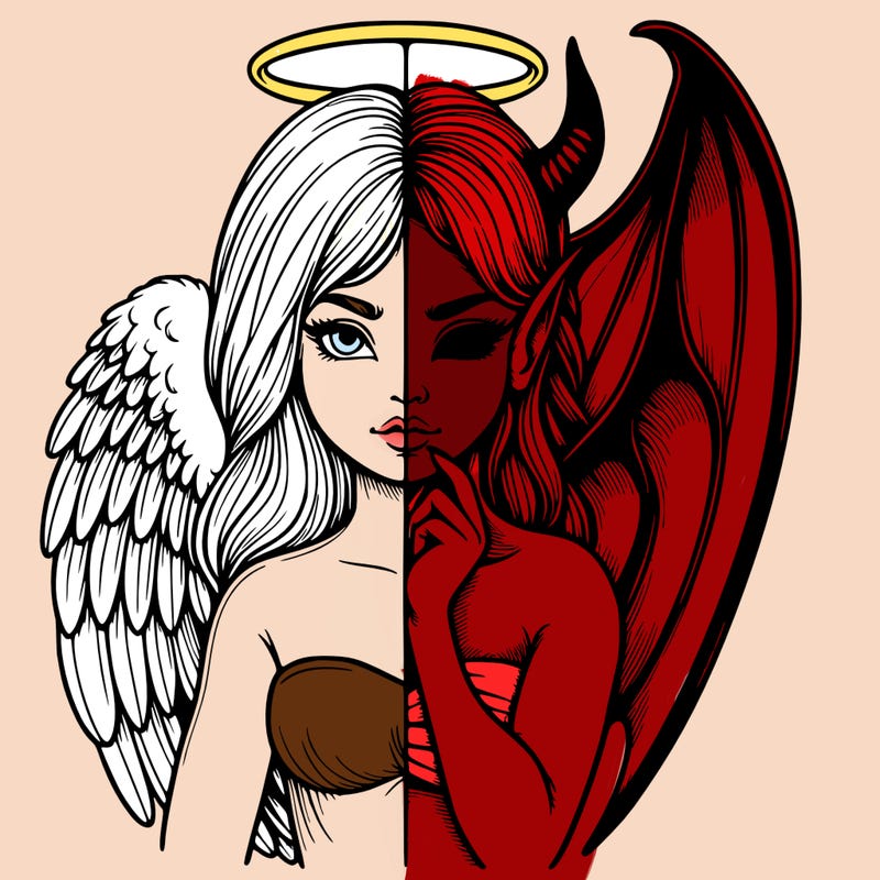 realistic angel half demon