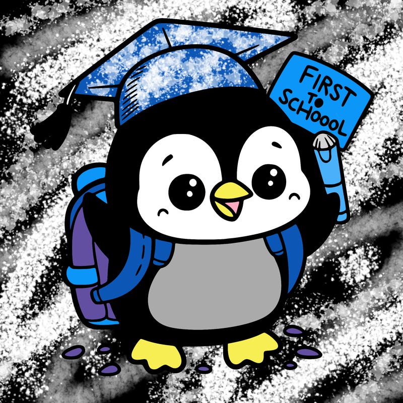 penguin on first day of school