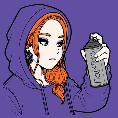 a realistic girl, spray painting