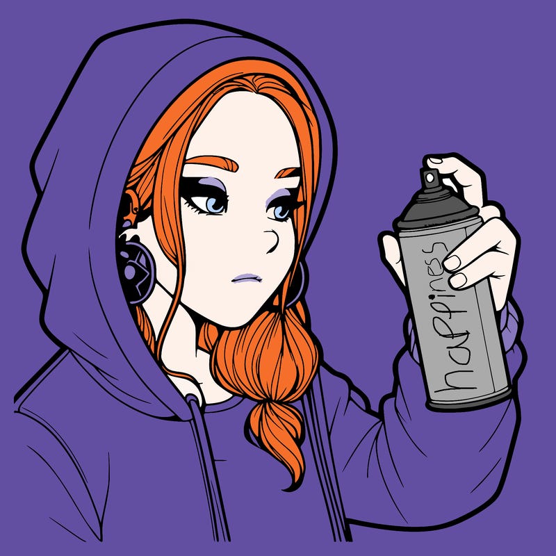 a realistic girl, spray painting