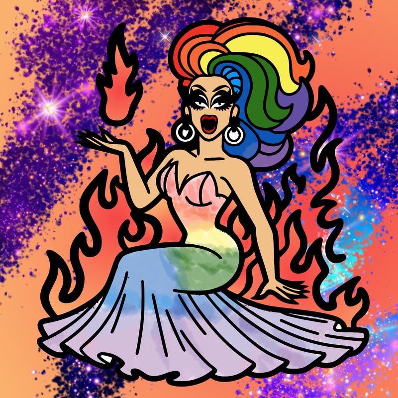 drag queen on fire