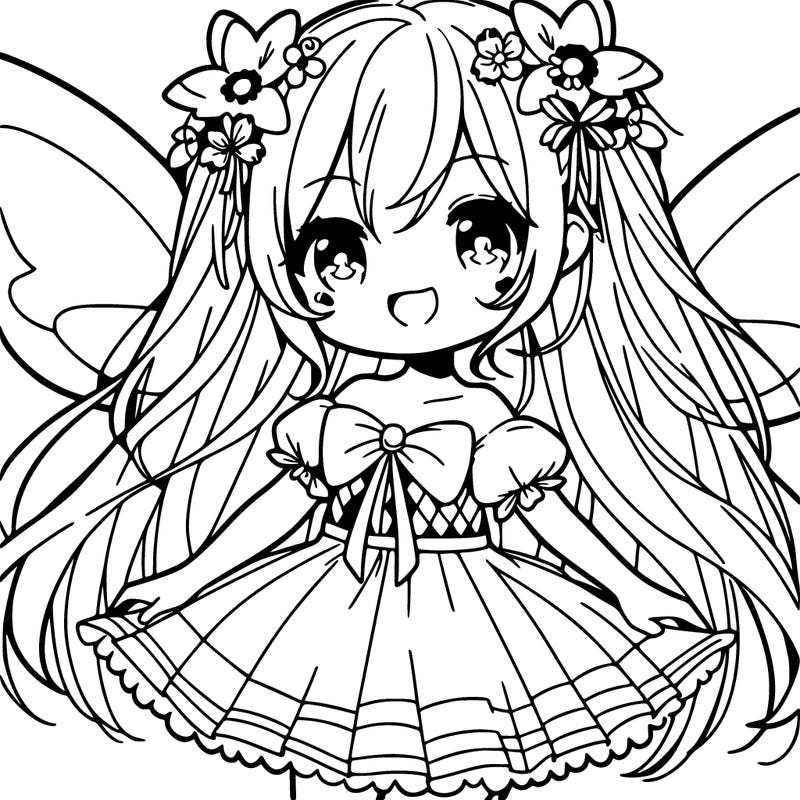 cute smiling anime girl fairy