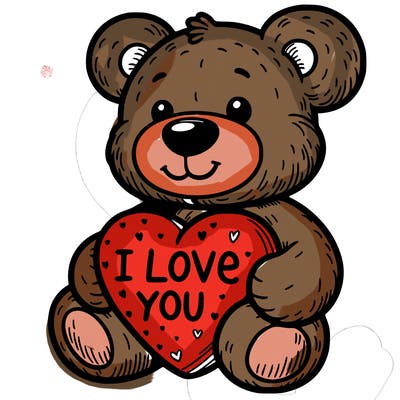 teddy bear holding an i love you heart