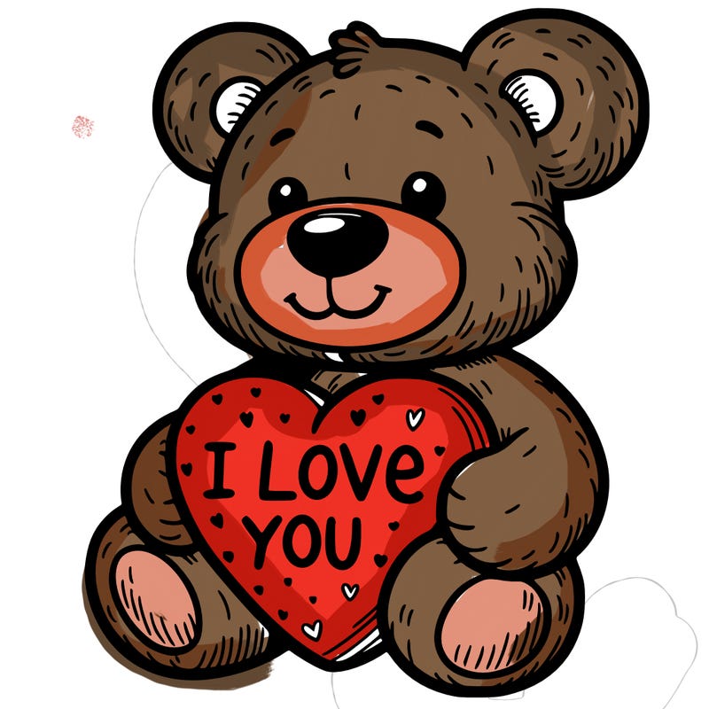 teddy bear holding an i love you heart