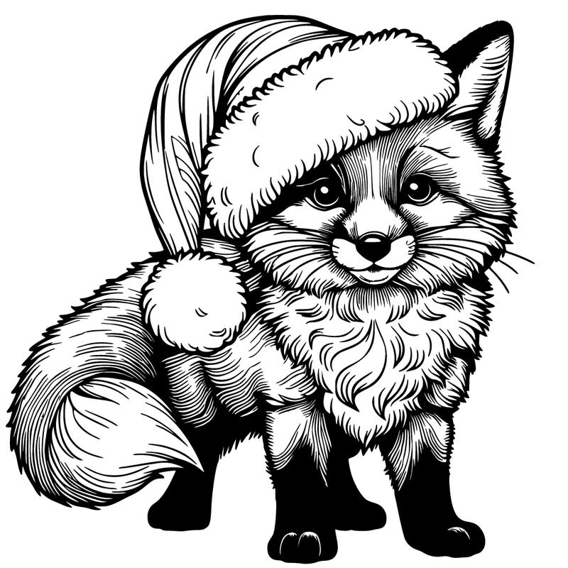 realistic fox with a santa hat