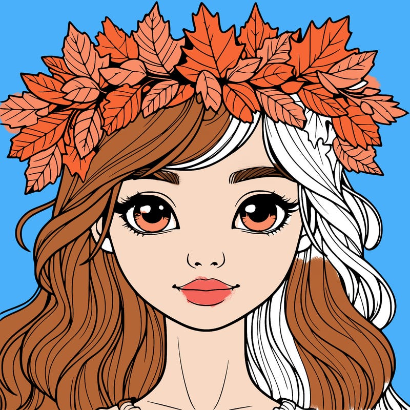 realistic girl with fall leaf crown