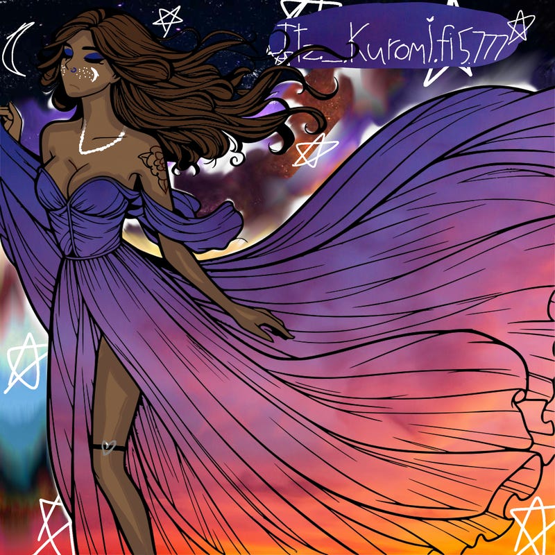 realistic woman in dress flowing the the wind