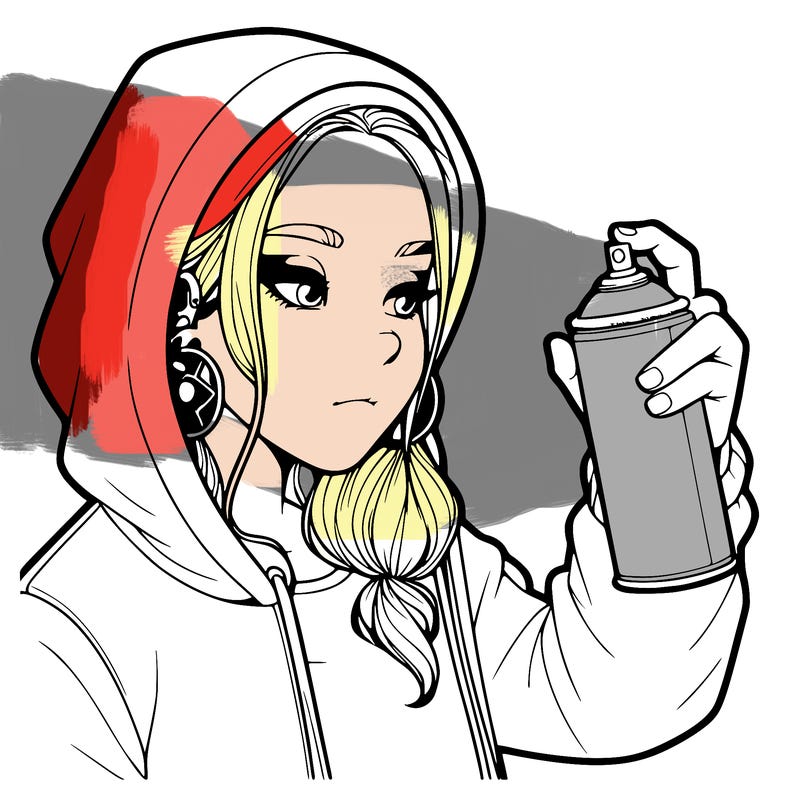 a realistic girl, spray painting