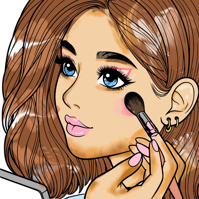 a realistic girl doing her makeup