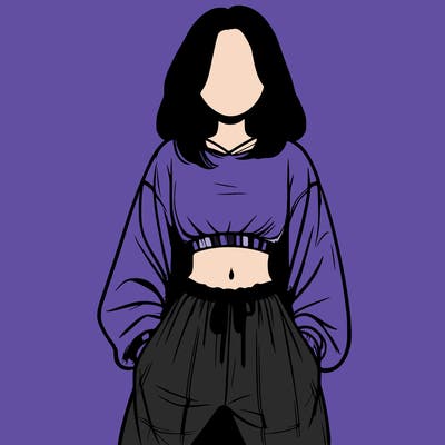 realistic girl faceless with baggy pants and a crop top