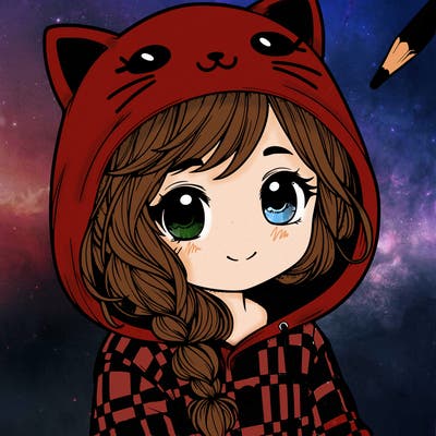 cute realistic girl in a pj cat hoodie