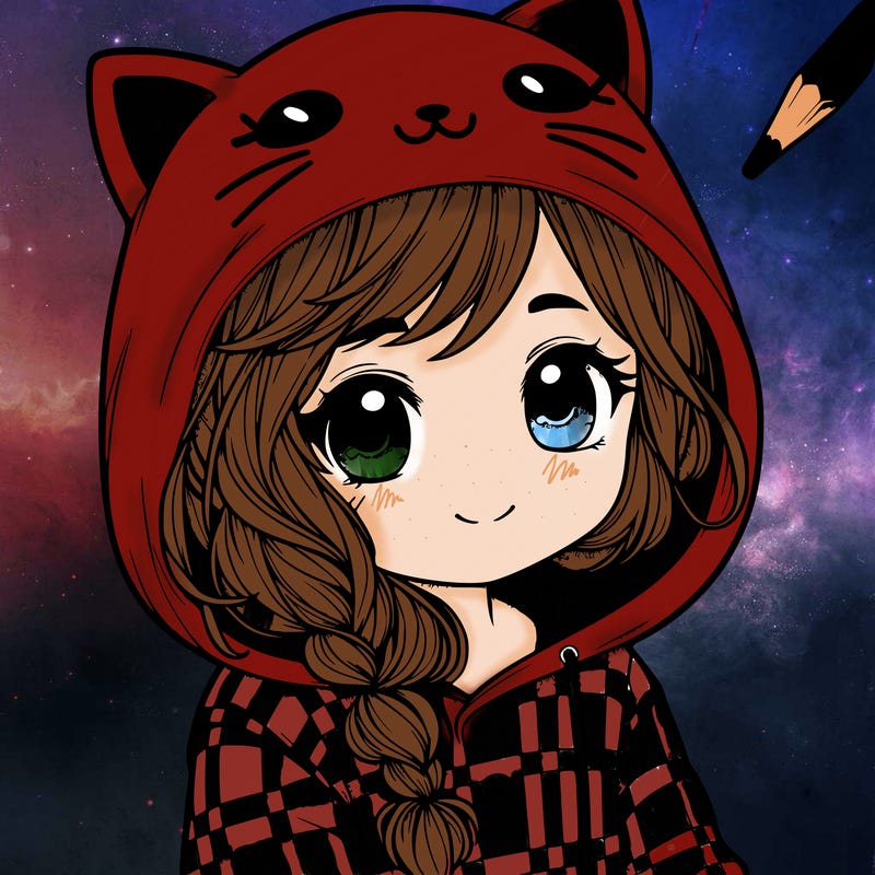 cute realistic girl in a pj cat hoodie
