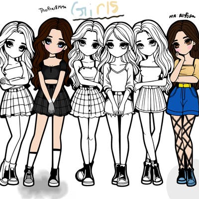 a group of girls realistic