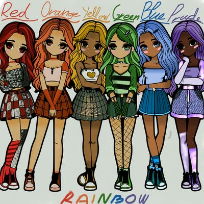 a group of girls realistic