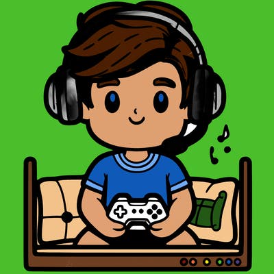 a boy with headsets on playing on the tv