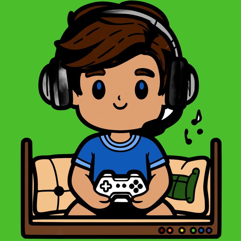 a boy with headsets on playing on the tv