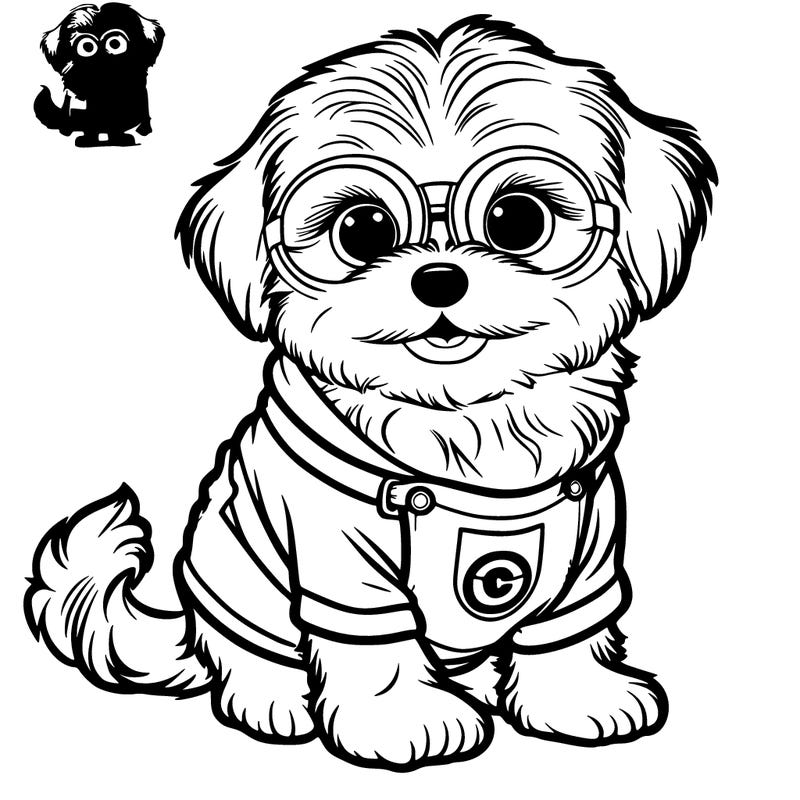 dog with minion outfit