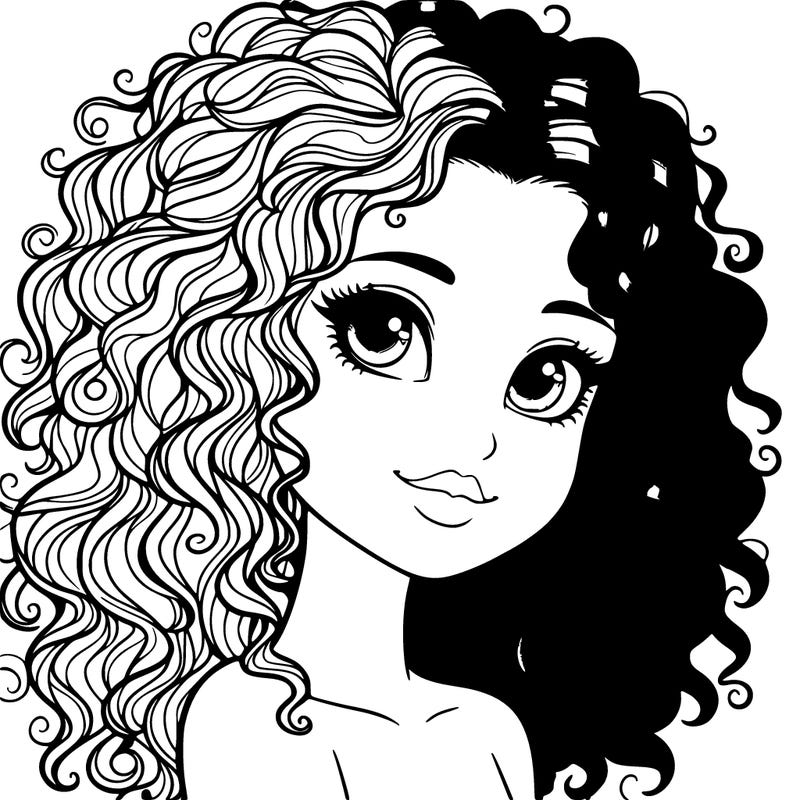 realistic girl with curly hair