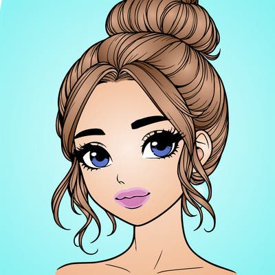 realistic pretty girl with hair in bun