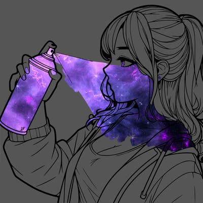 a realistic girl spray, painting