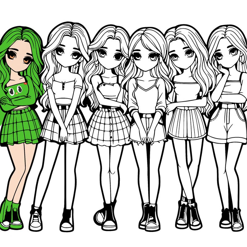 a group of girls realistic