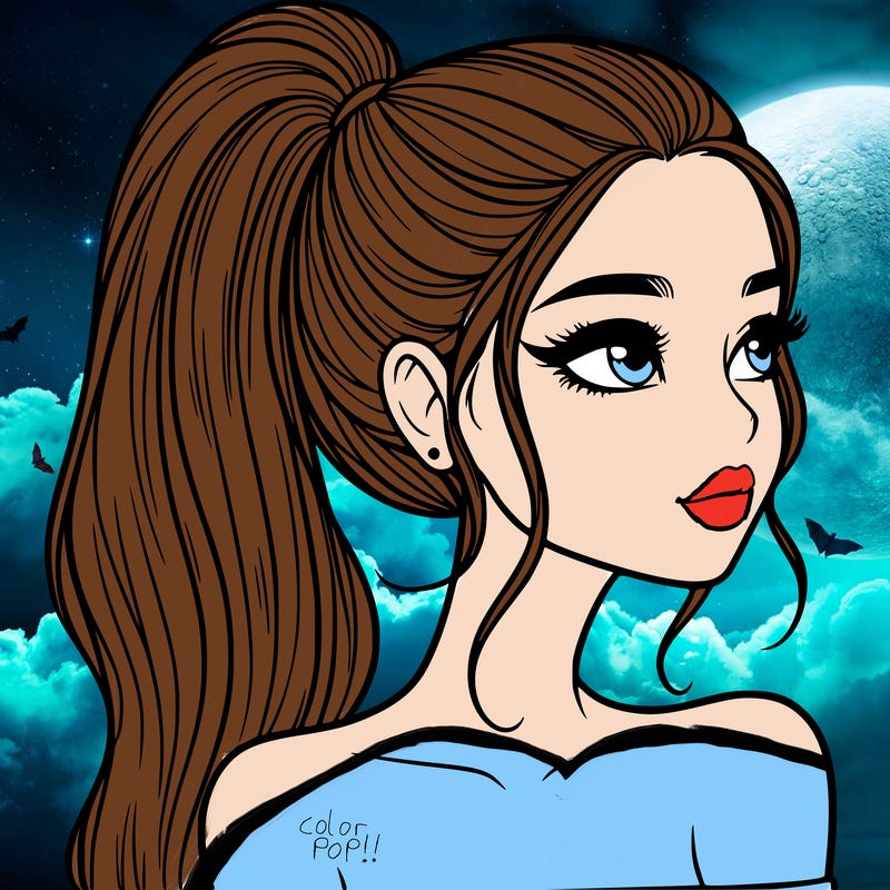 a beautiful and realistic girl with a high pony tail