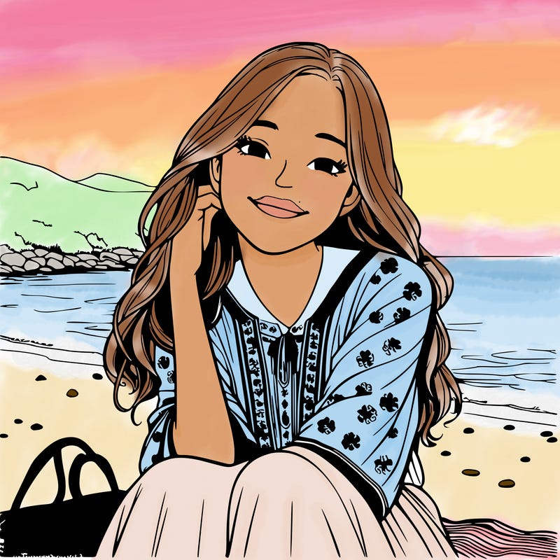 realistic girl at the beach